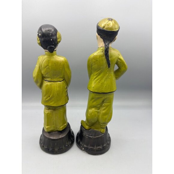 Vtg Chalkware Oriental Man Woman Set‎ Figure Traditional Attire Decor Chinese - Picture 5 of 8